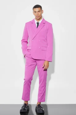 Slim Crop Crinkle Suit Trousers | BoohooMAN UK