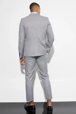 Slim Dogstooth Single Breasted Suit Jacket | BoohooMAN UK