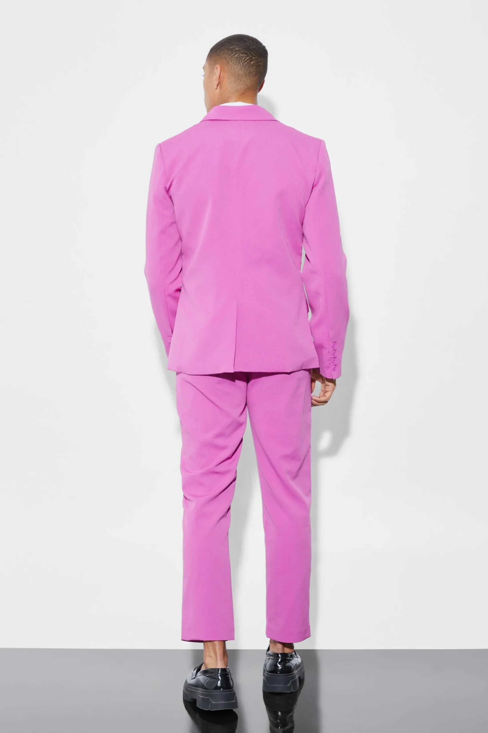 Slim Double Breasted Crinkle Suit | BoohooMAN UK