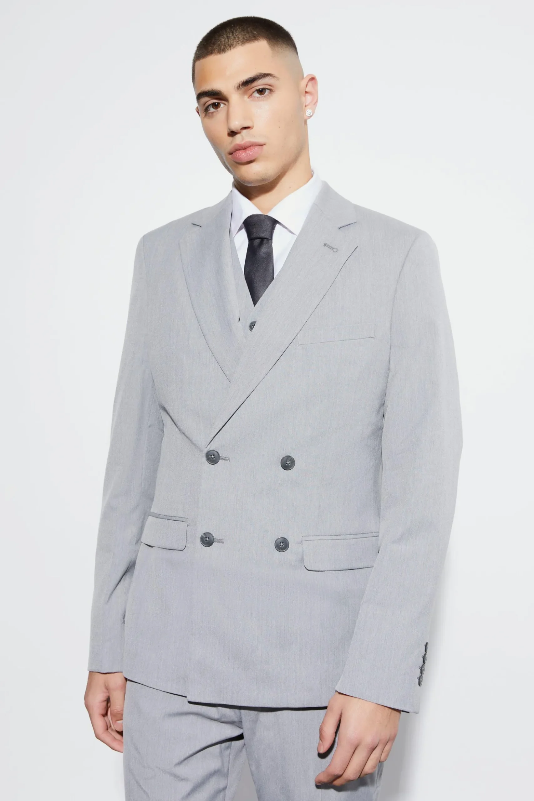 Slim Double Breasted Suit Jacket | BoohooMAN UK