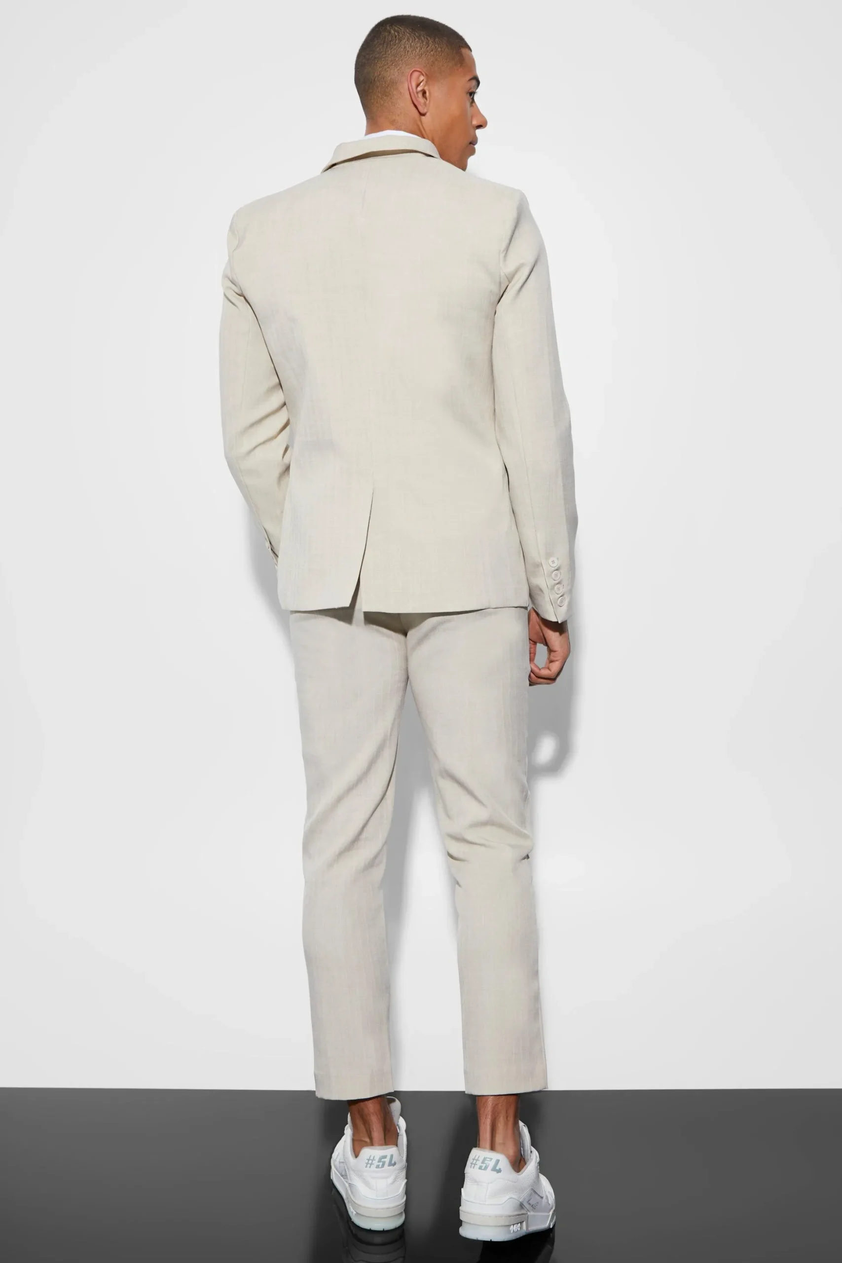 Slim Double Breasted Texture Suit Jacket | BoohooMAN UK