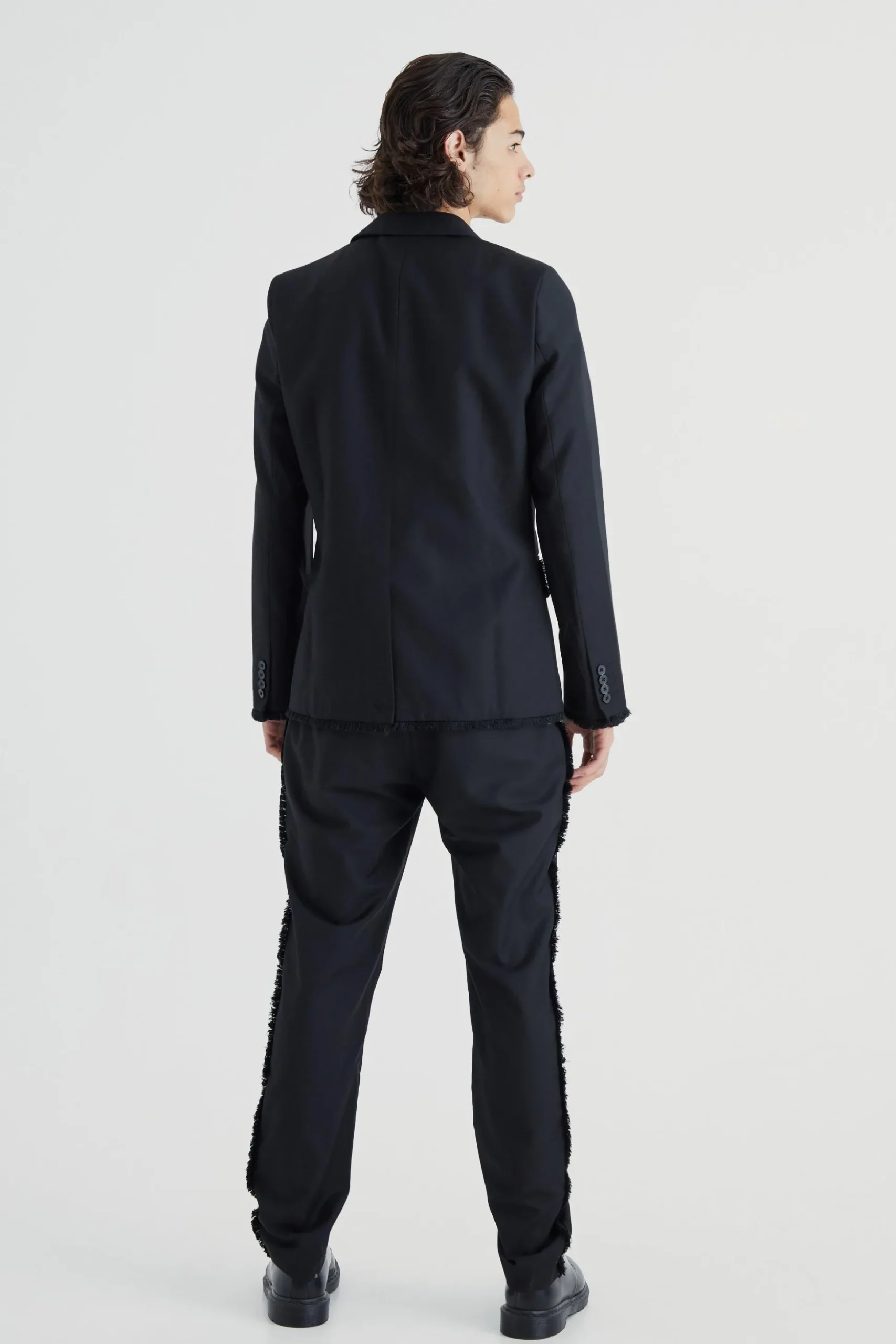 Slim Fit Blazer With Distressed Seams | BoohooMAN UK