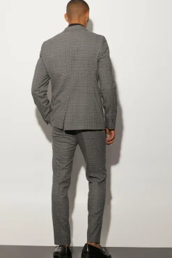 Slim Fit Check Contrast Stitch Suit Jacket | BoohooMAN UK