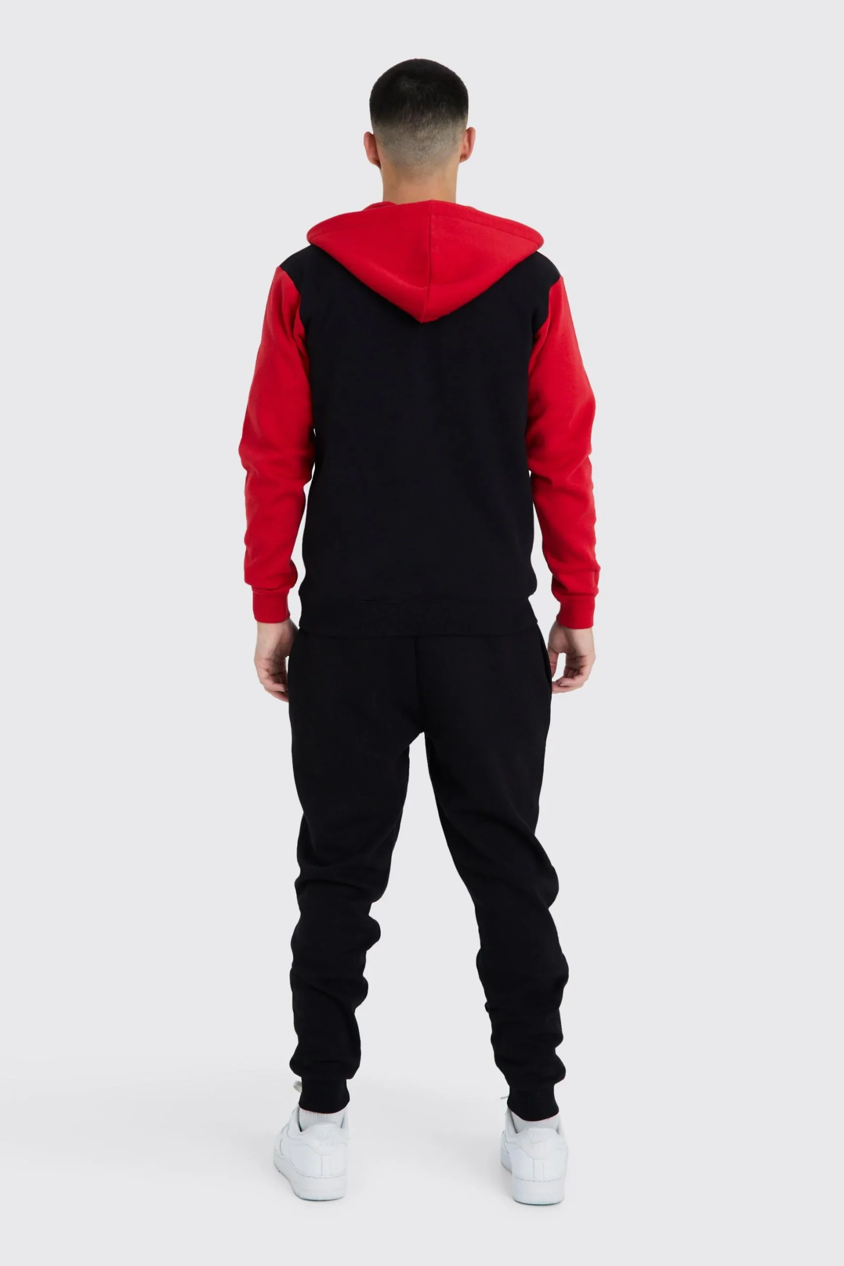 Slim Fit Colour Block Half Zip Tracksuit | BoohooMAN UK