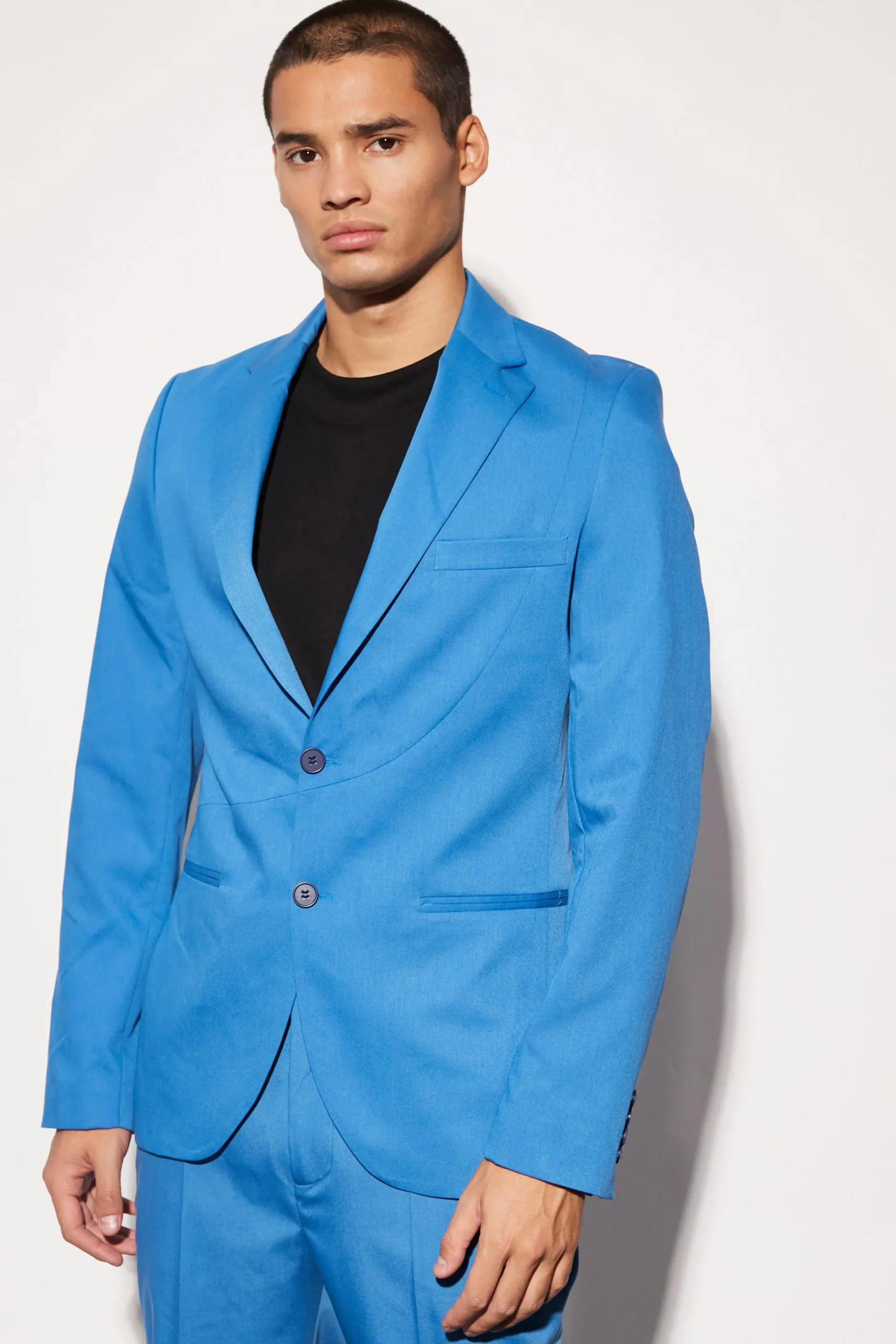 Slim Fit Curved Seam Detail Suit Jacket | BoohooMAN UK