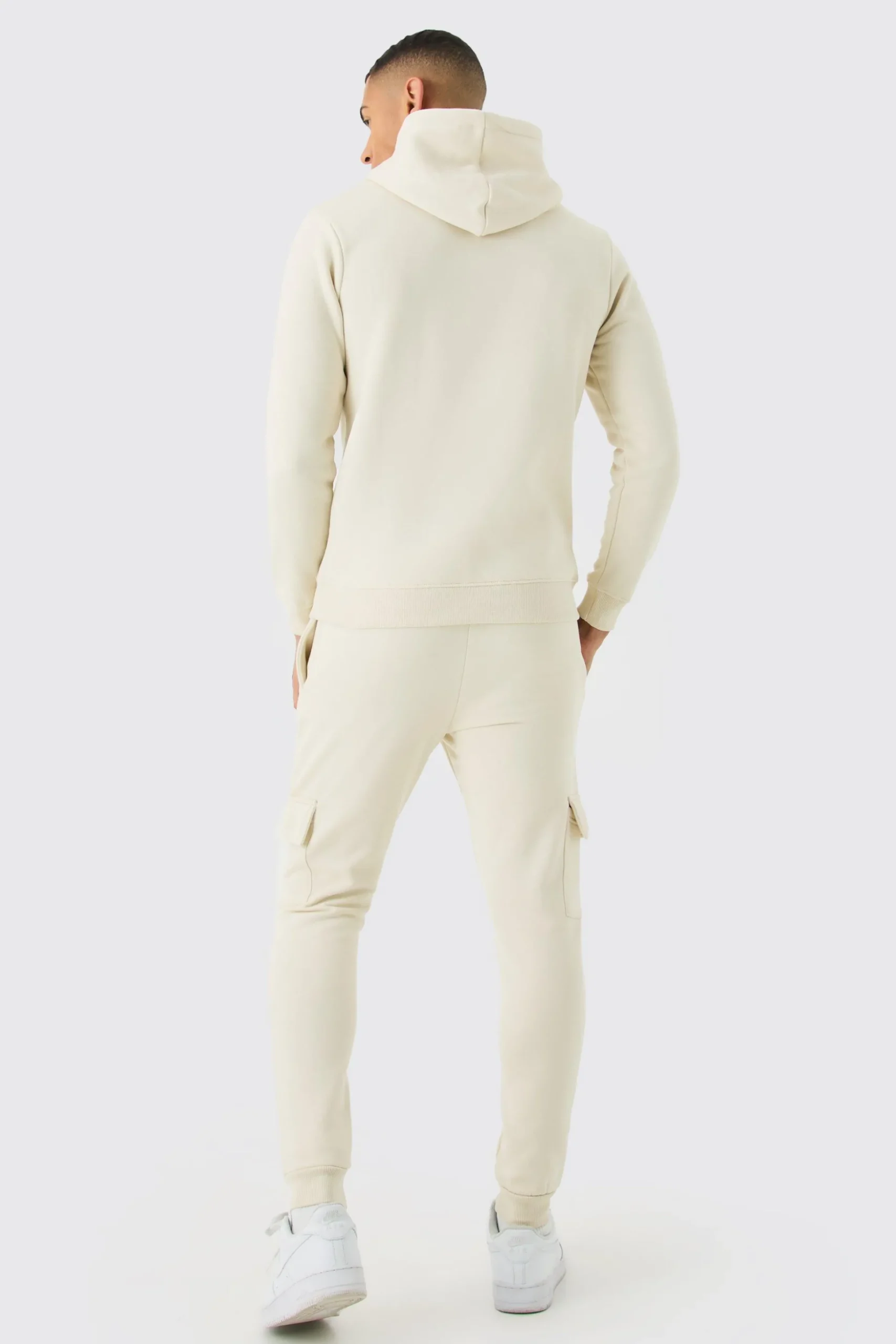 Slim Fit Embroidered Cargo Tracksuit | BoohooMAN UK