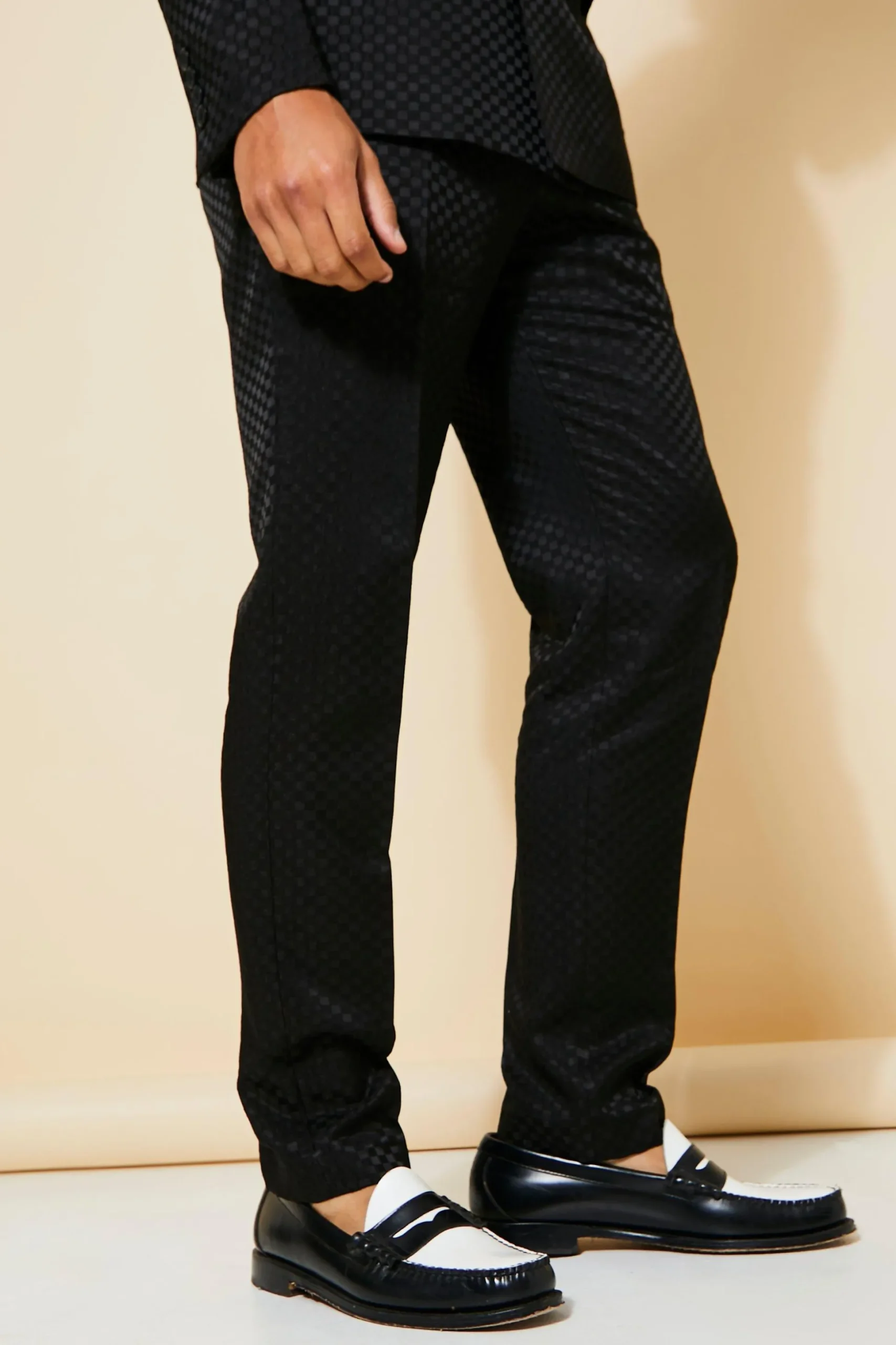 Slim Fit Jacquard Suit | BoohooMAN UK