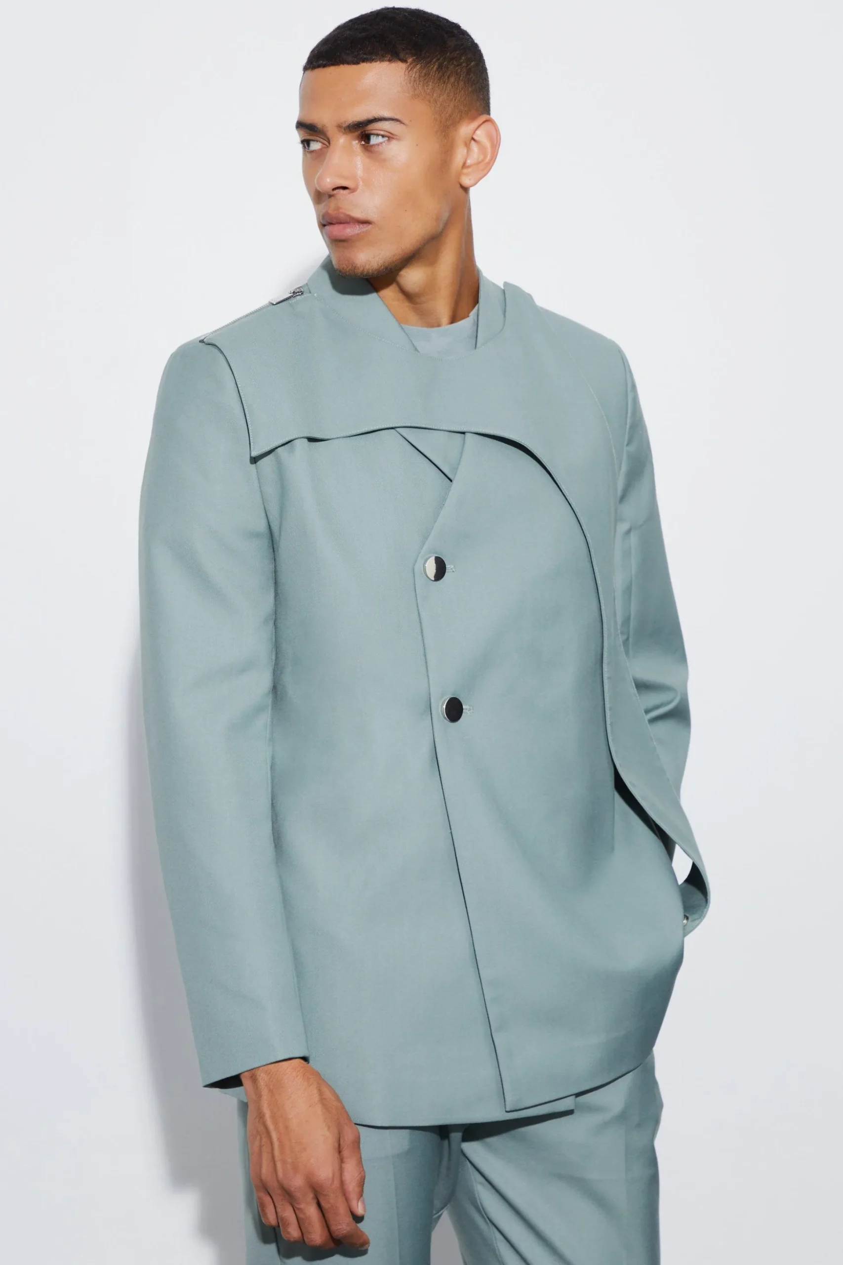Slim Fit Overlay Suit | BoohooMAN UK