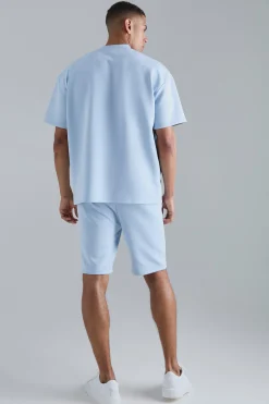 Slim Fit Pintuck Scuba Short | BoohooMAN UK