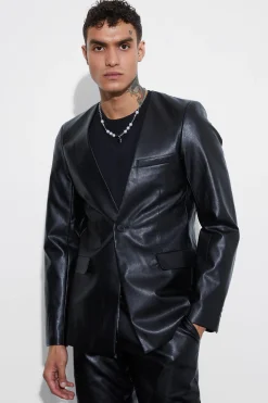 Slim Fit PU Suit | BoohooMAN UK