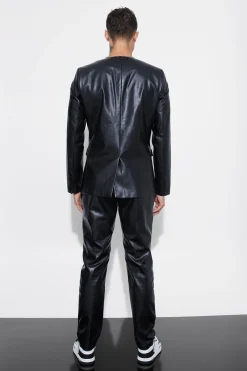 Slim Fit PU Suit | BoohooMAN UK