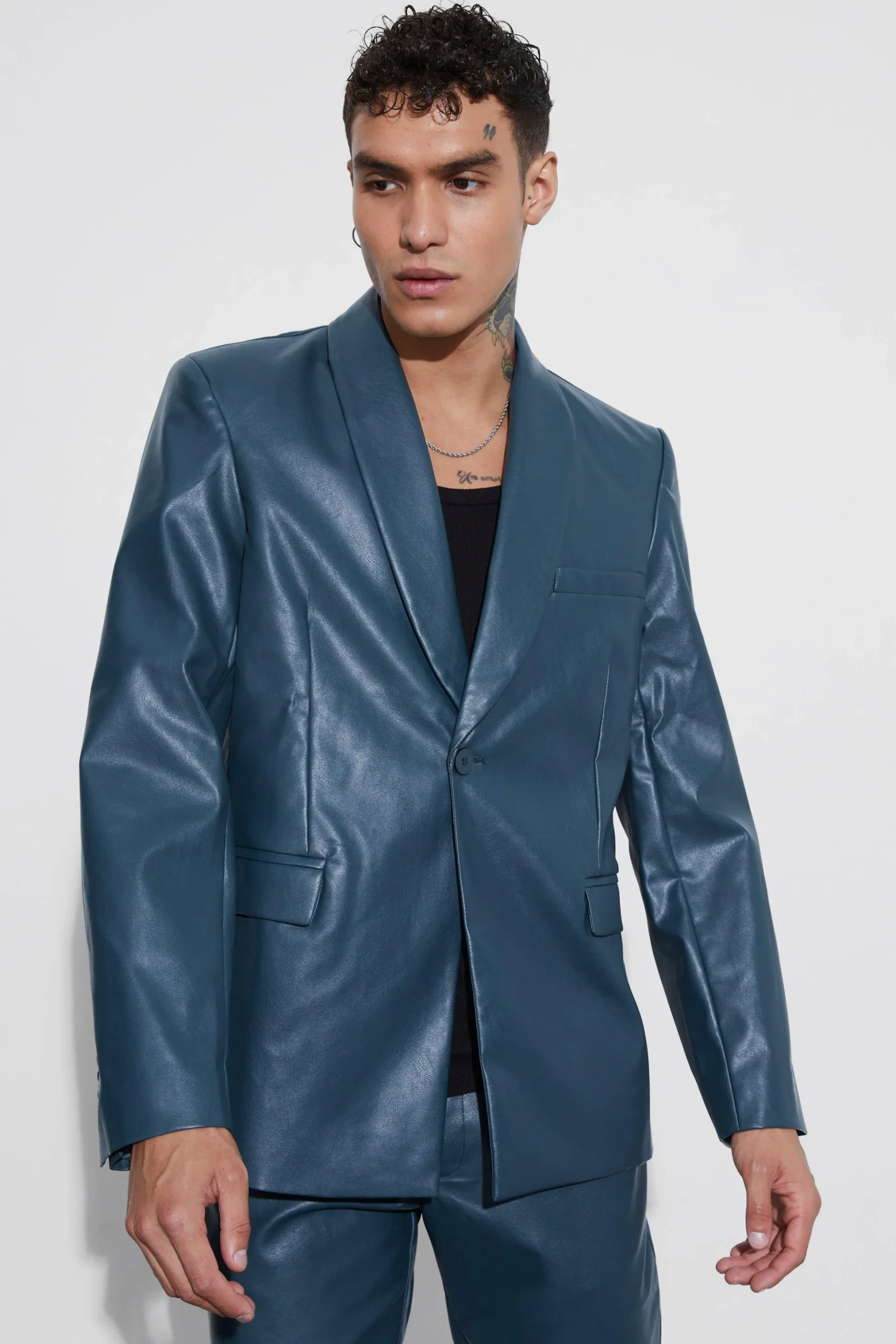 Slim Fit PU Suit | BoohooMAN UK
