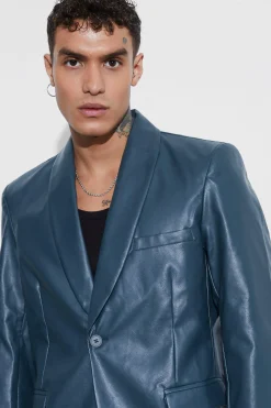 Slim Fit PU Suit | BoohooMAN UK