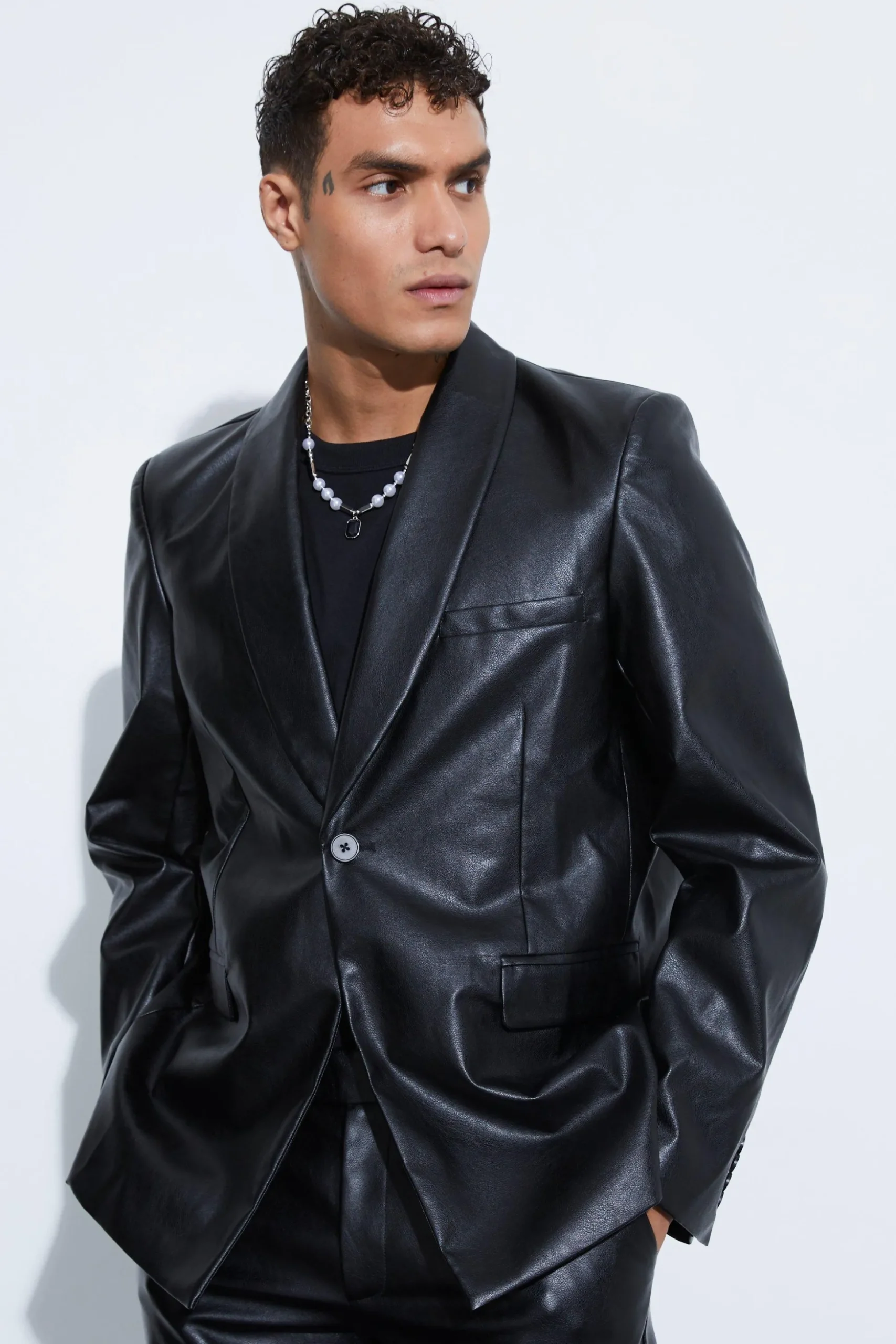 Slim Fit PU Suit | BoohooMAN UK