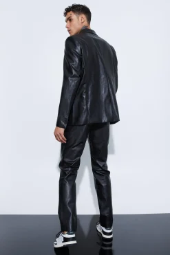 Slim Fit PU Suit | BoohooMAN UK