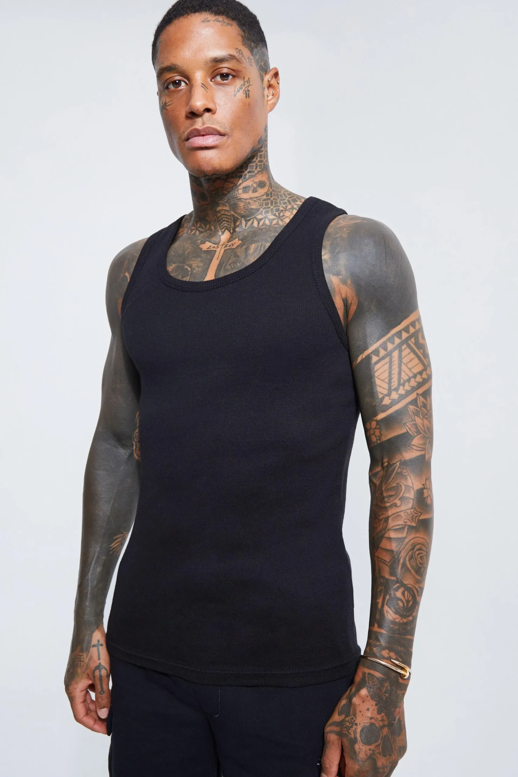 Slim Fit Ribbed Vest | BoohooMAN UK