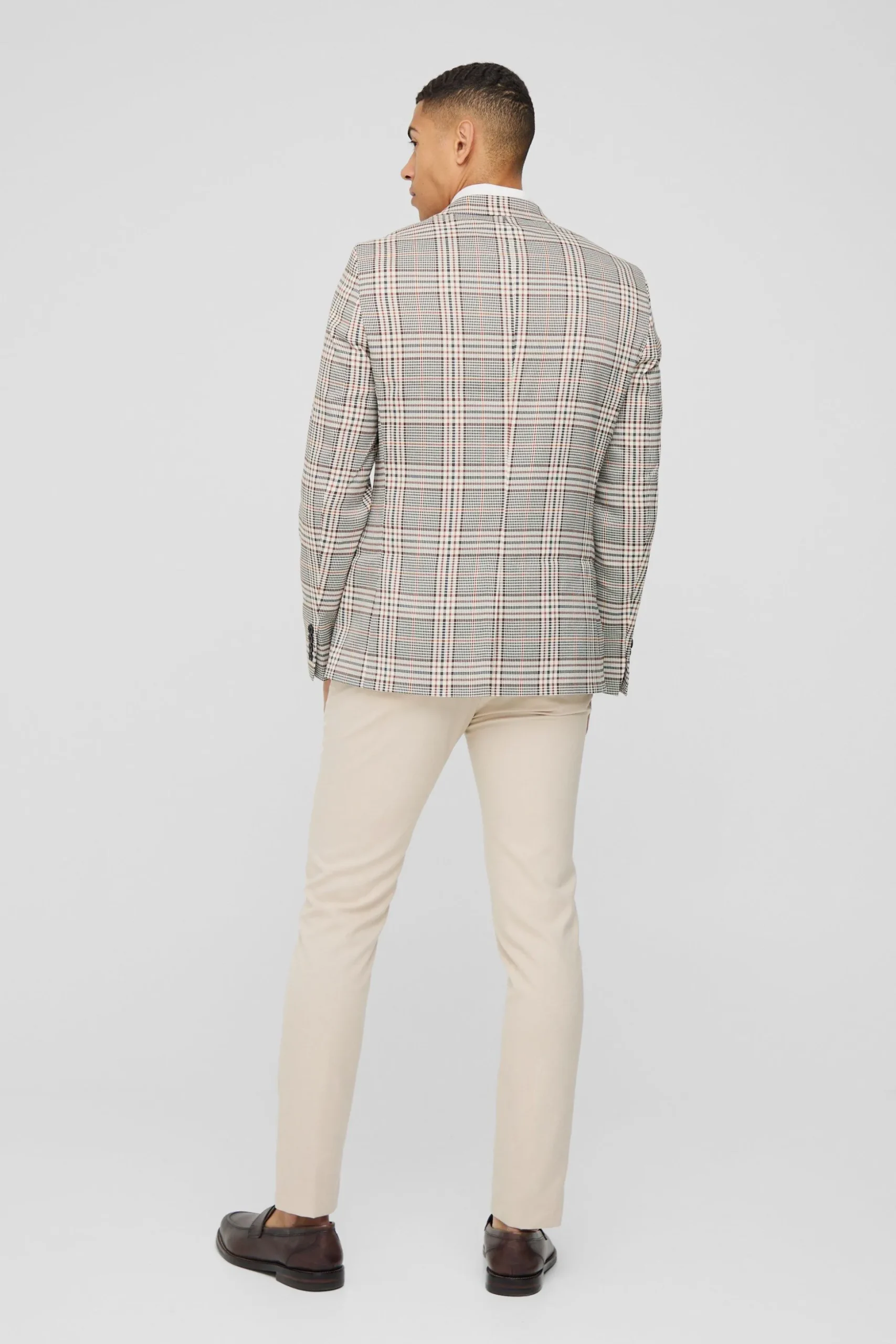 Slim Fit Single Breasted Check Suit Jacket | BoohooMAN UK