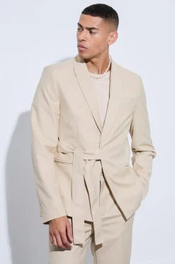 Slim Fit Wrap Tie Blazer | BoohooMAN UK