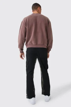 Slim Flare Forrest Camo Gusset Cargo Trouser | BoohooMAN UK