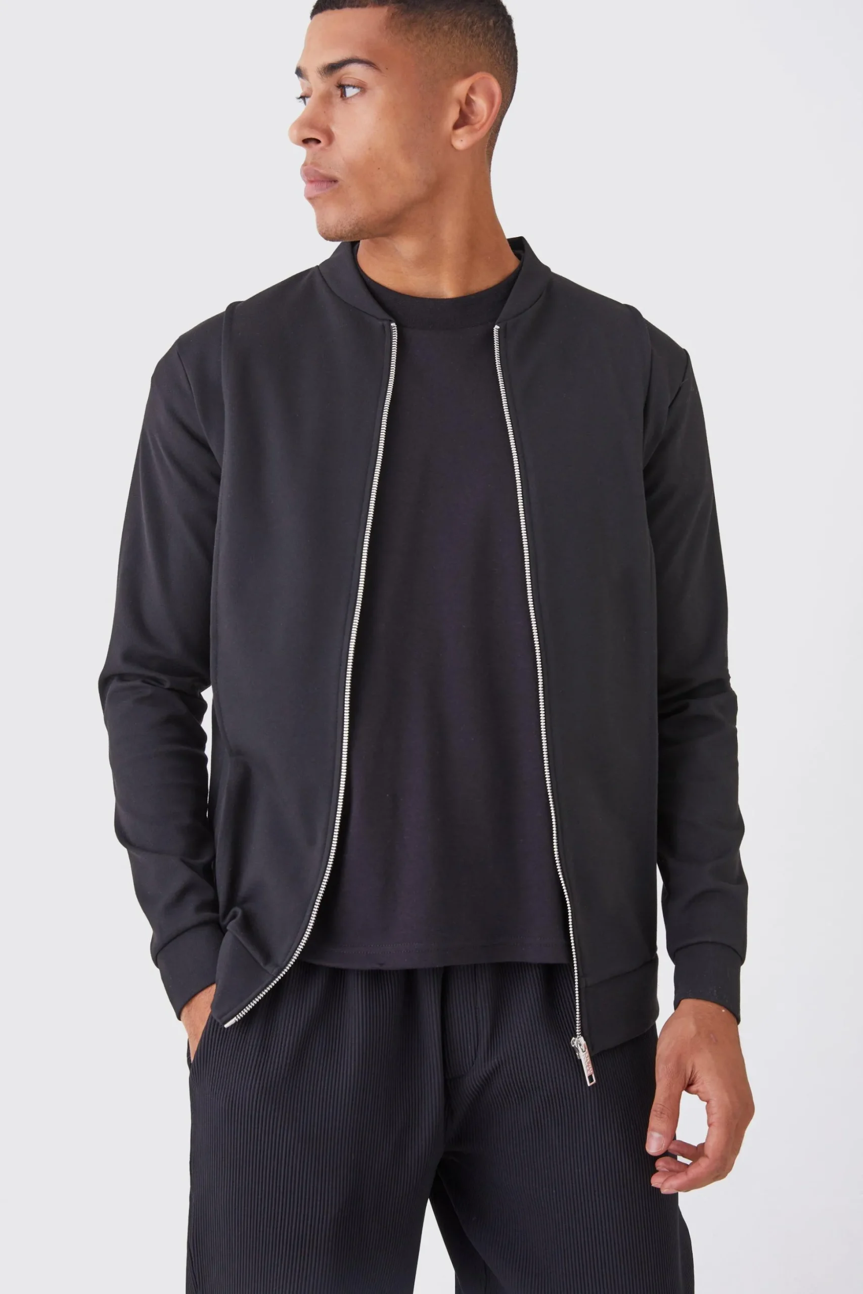 Slim Interlock Bomber Jacket | BoohooMAN UK