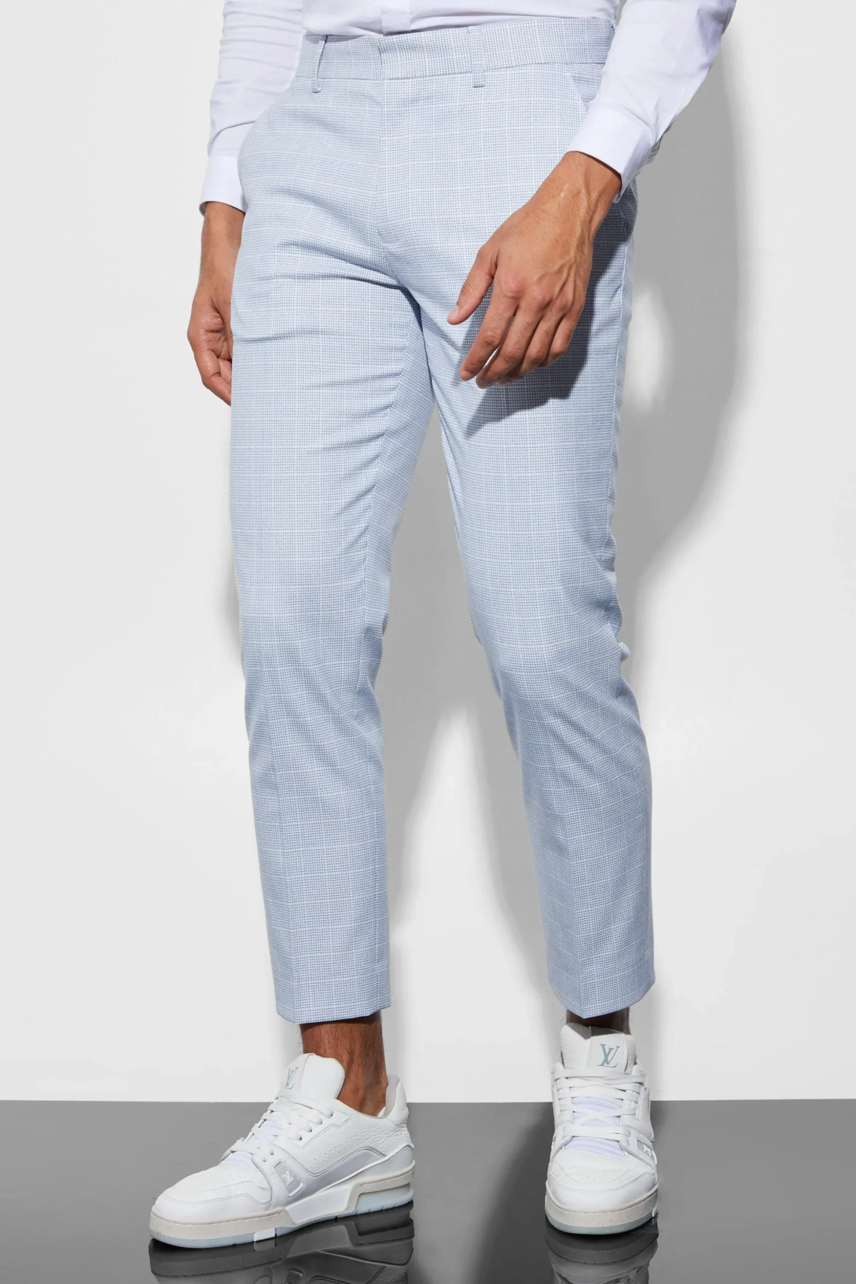 Slim Micro Check Suit | BoohooMAN UK