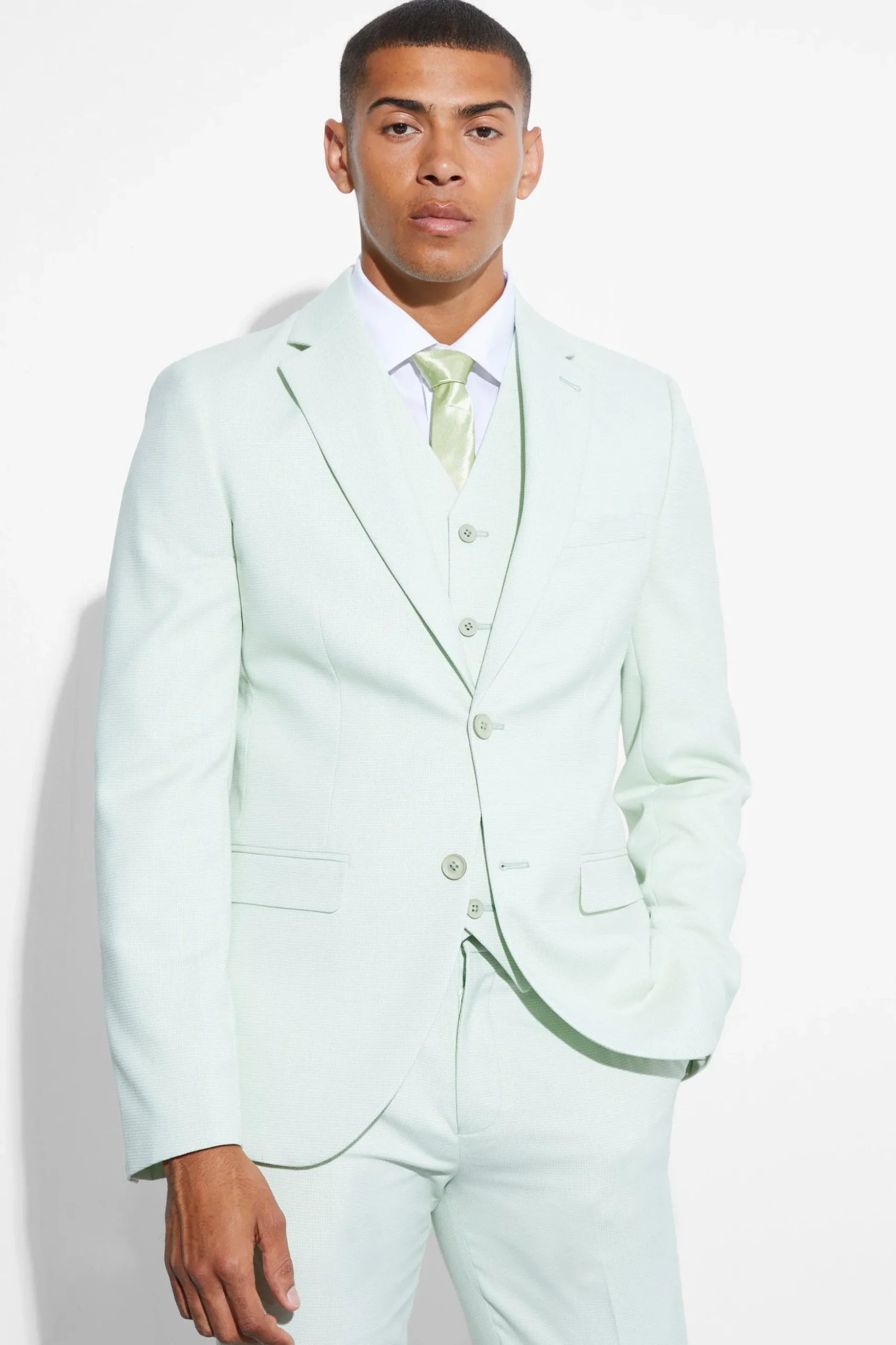 Slim Micro Texture Suit Jacket | BoohooMAN UK