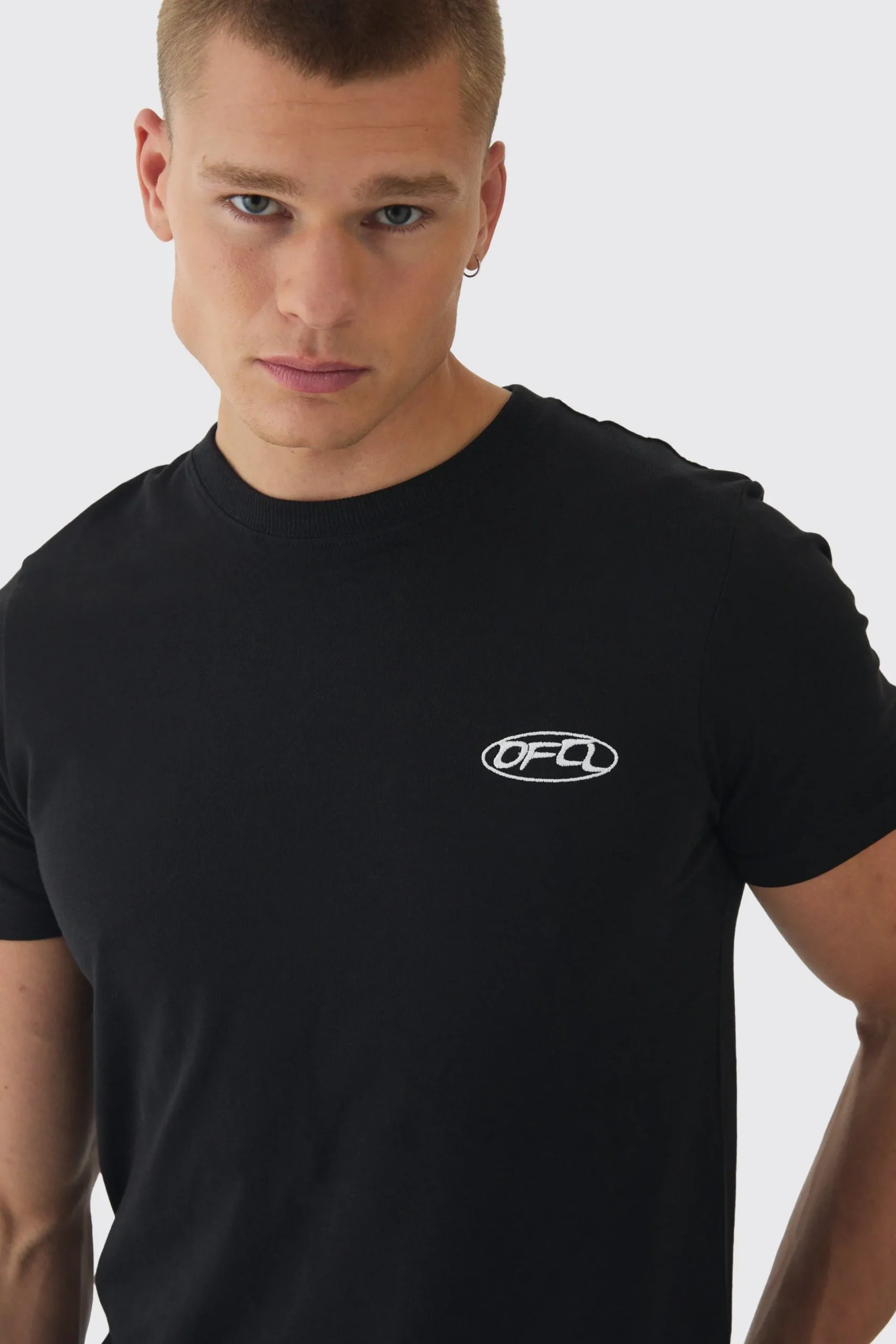 Slim OFCL Chest Embroidery T-Shirt | BoohooMAN UK