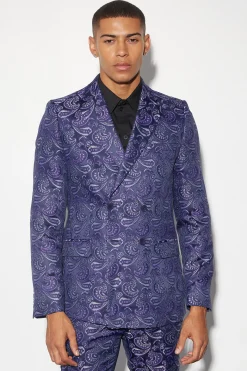 Slim Paisley Jacquard Suit | BoohooMAN UK