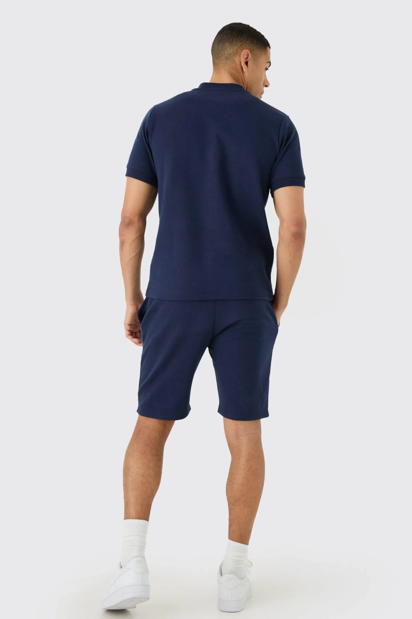 Slim Polo & Short Interlock Set | BoohooMAN UK