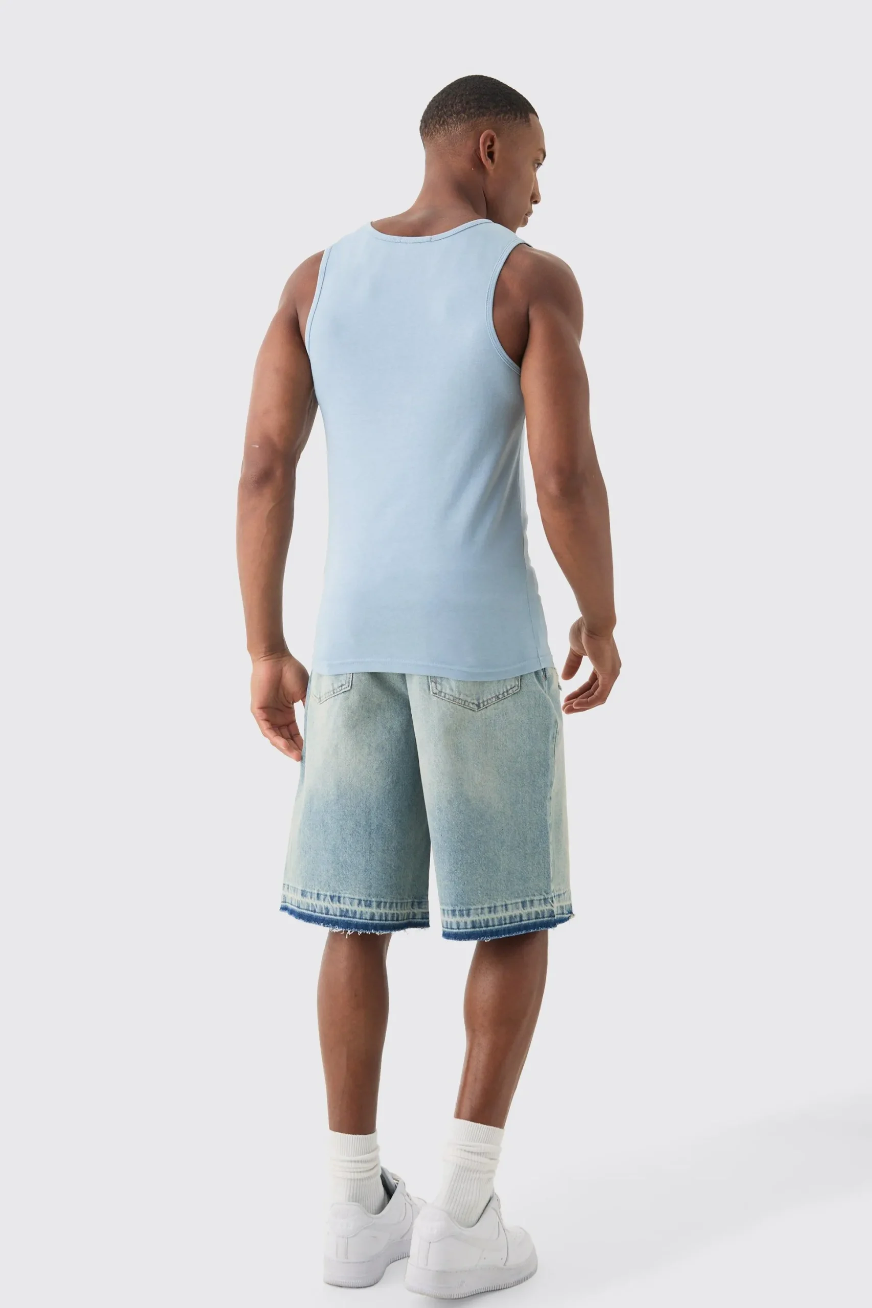 Slim Rib Contrast Panel Vest | BoohooMAN UK