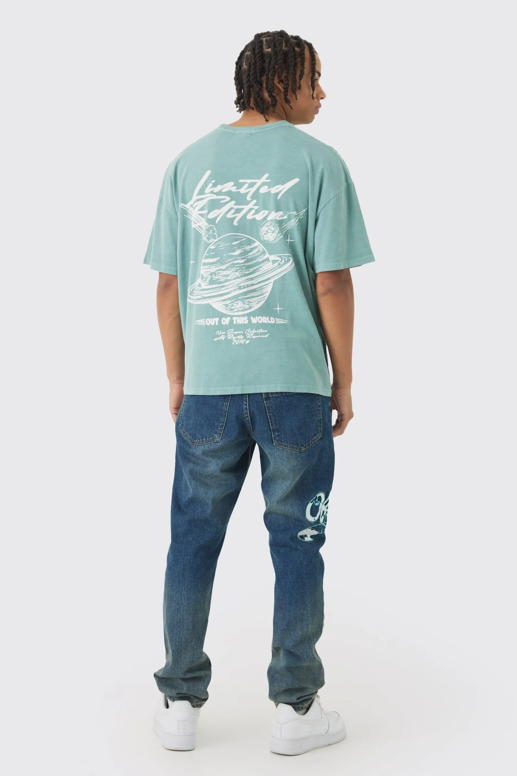 Slim Rigid Applique Jeans | BoohooMAN UK