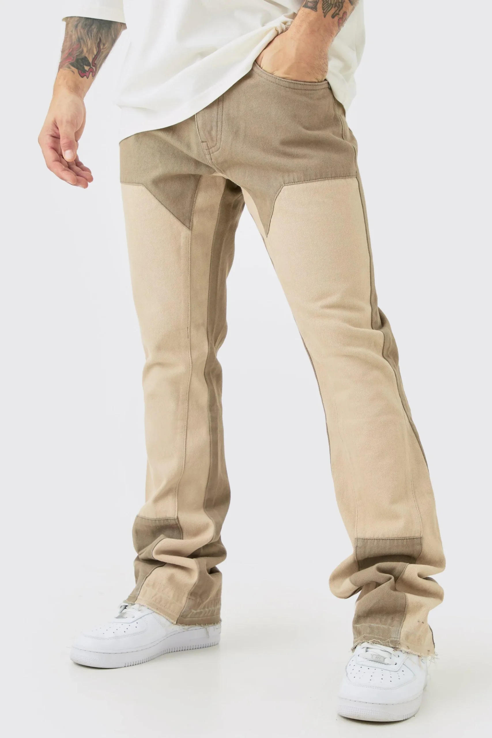 Slim Rigid Flare Overdye Carpenter Jeans | BoohooMAN UK