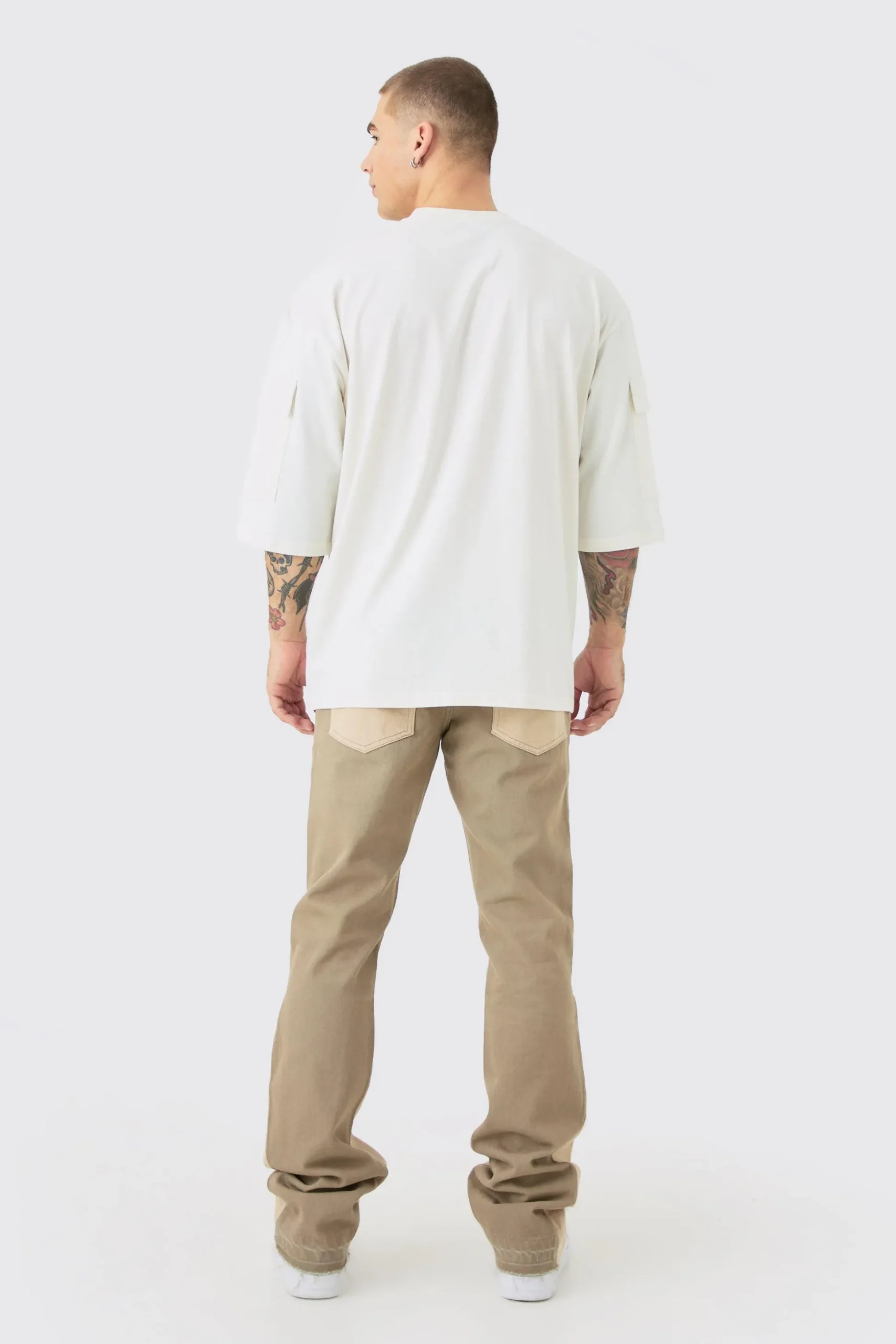 Slim Rigid Flare Overdye Carpenter Jeans | BoohooMAN UK