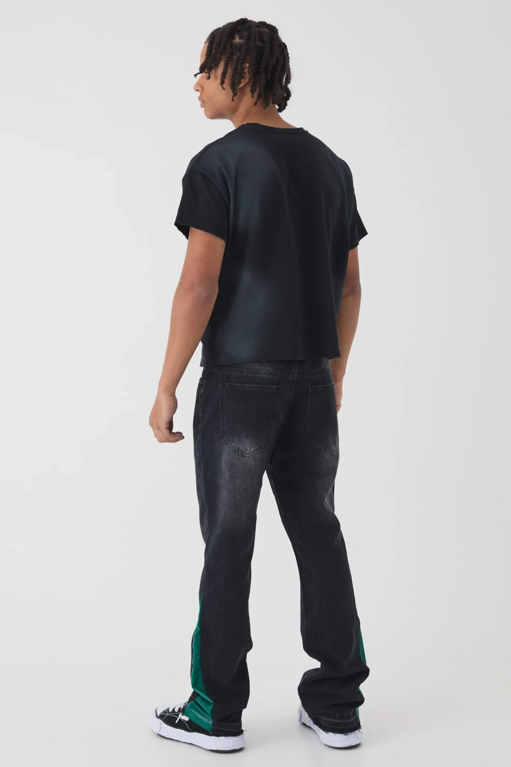Slim Rigid Flare Pu Gusset Jeans | BoohooMAN UK