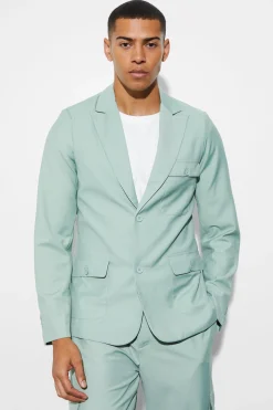 Slim Single Breasted Cargo Suit Jacket | BoohooMAN UK