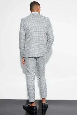Slim Single Breasted Check Suit Jacket | BoohooMAN UK