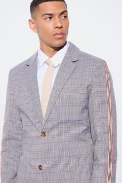 Slim Single Breasted Check Suit | BoohooMAN UK