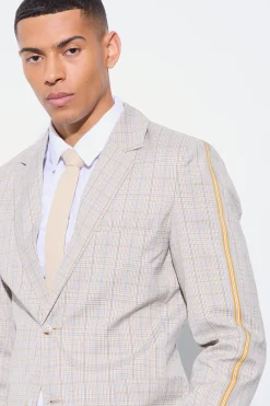 Slim Single Breasted Check Suit | BoohooMAN UK