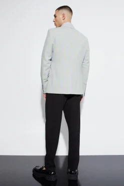 Slim Single Breasted Wide Stripe Suit | BoohooMAN UK