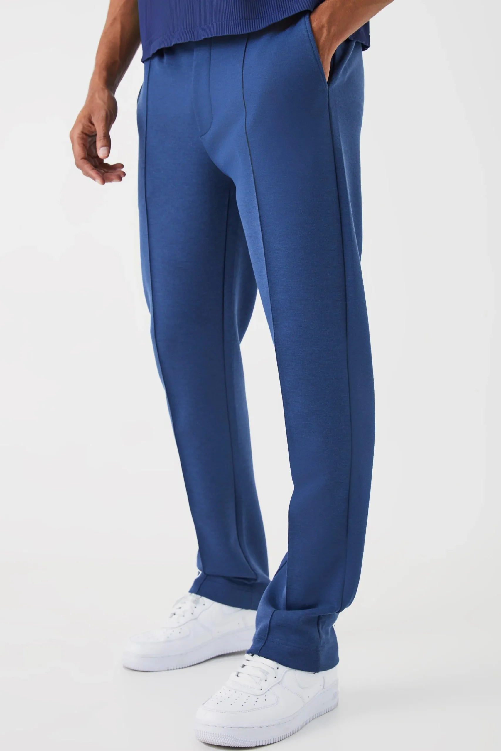 Slim Smart Jersey Pintuck Jogger Trousers | BoohooMAN UK