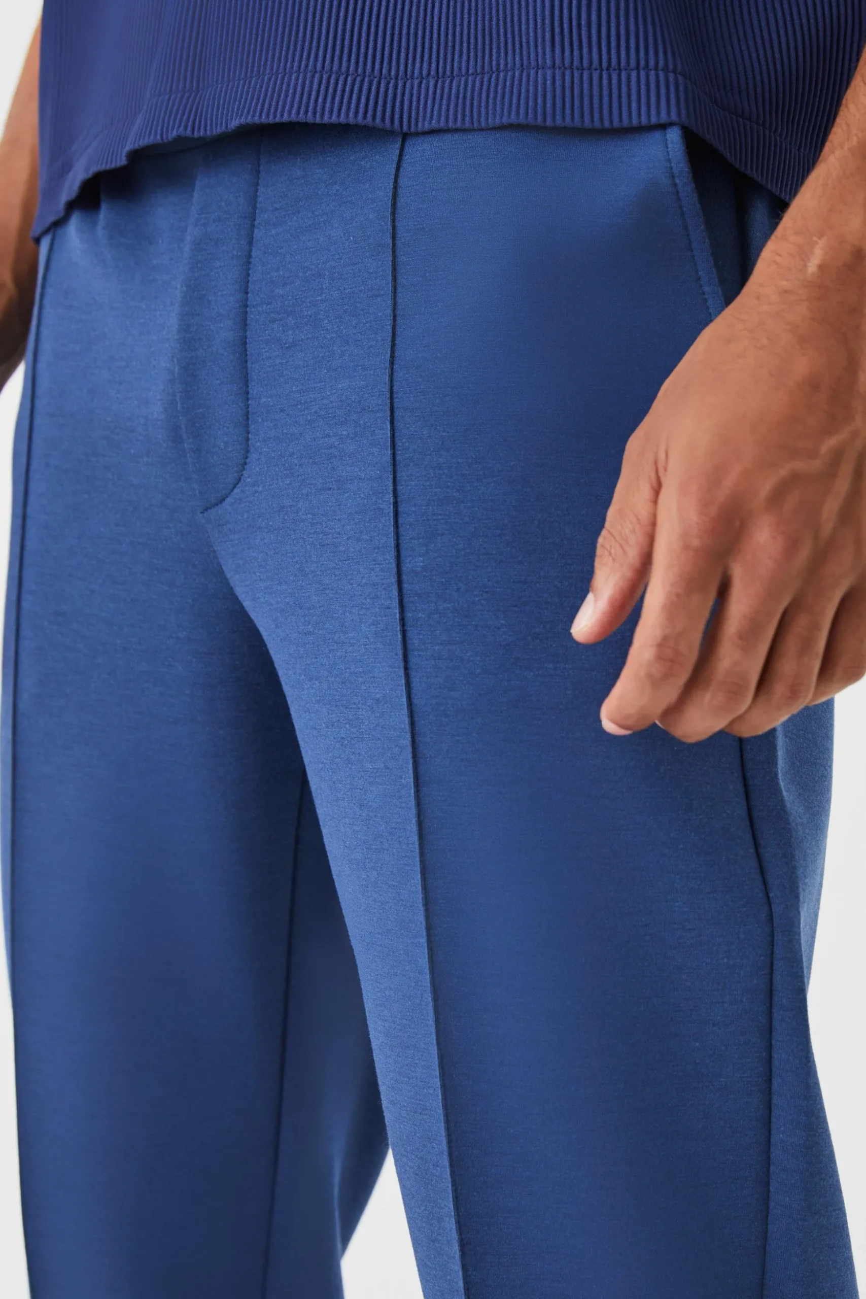 Slim Smart Jersey Pintuck Jogger Trousers | BoohooMAN UK