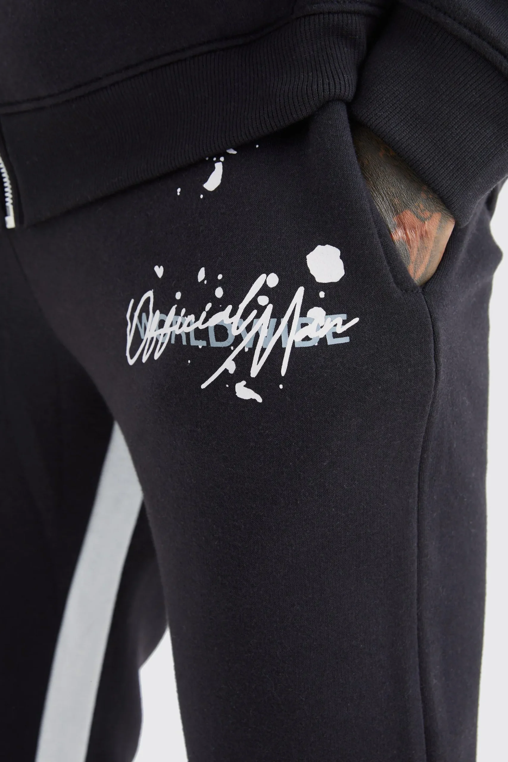 Slim Stacked Flare Jogger With Gusset Panel | BoohooMAN UK