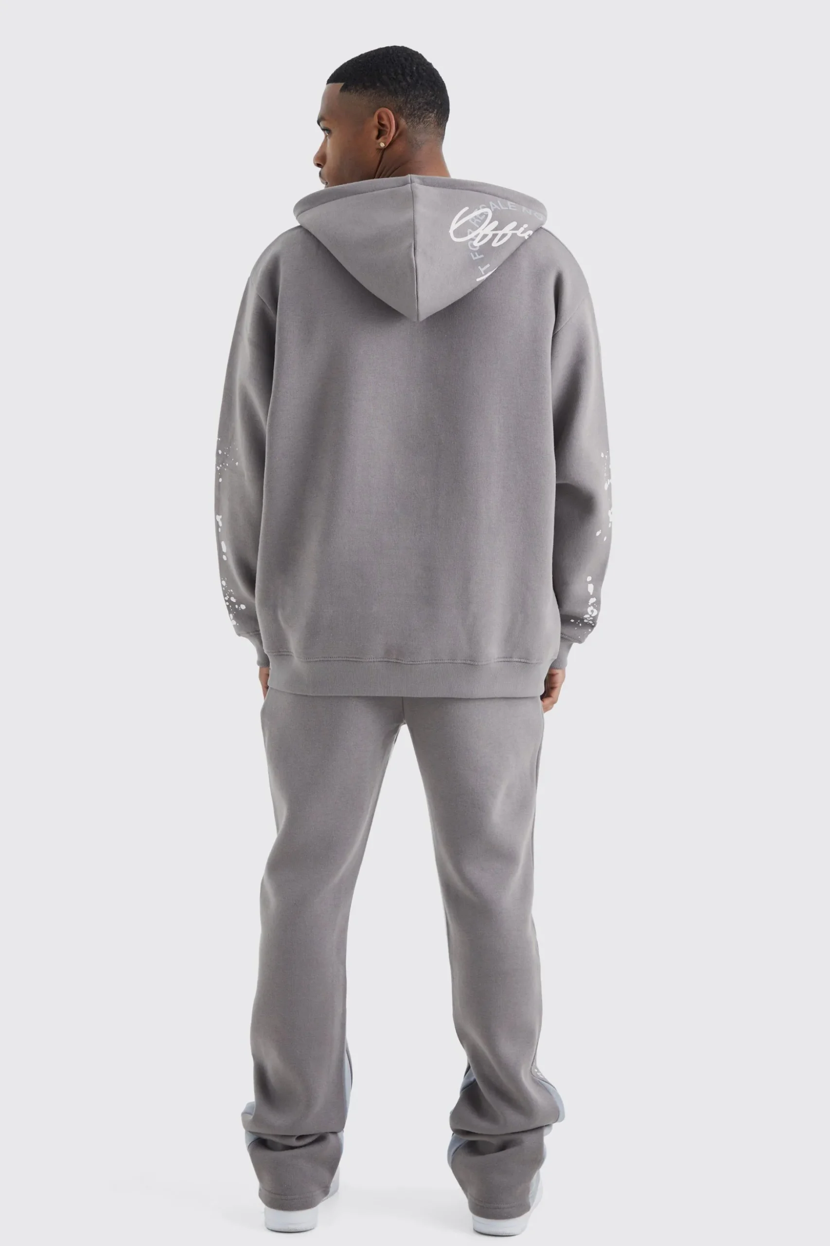Slim Stacked Flare Jogger With Gusset Panel | BoohooMAN UK