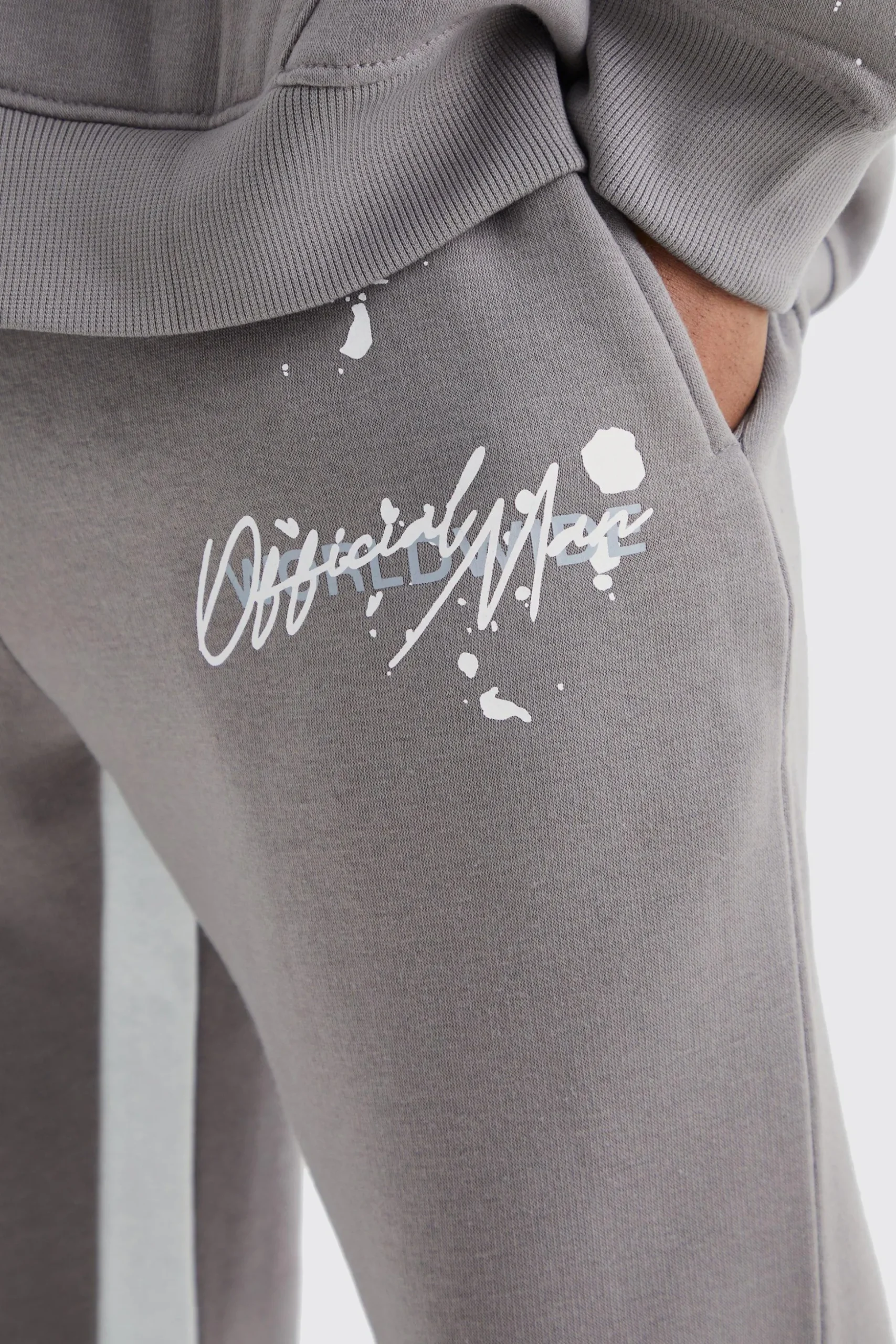 Slim Stacked Flare Jogger With Gusset Panel | BoohooMAN UK