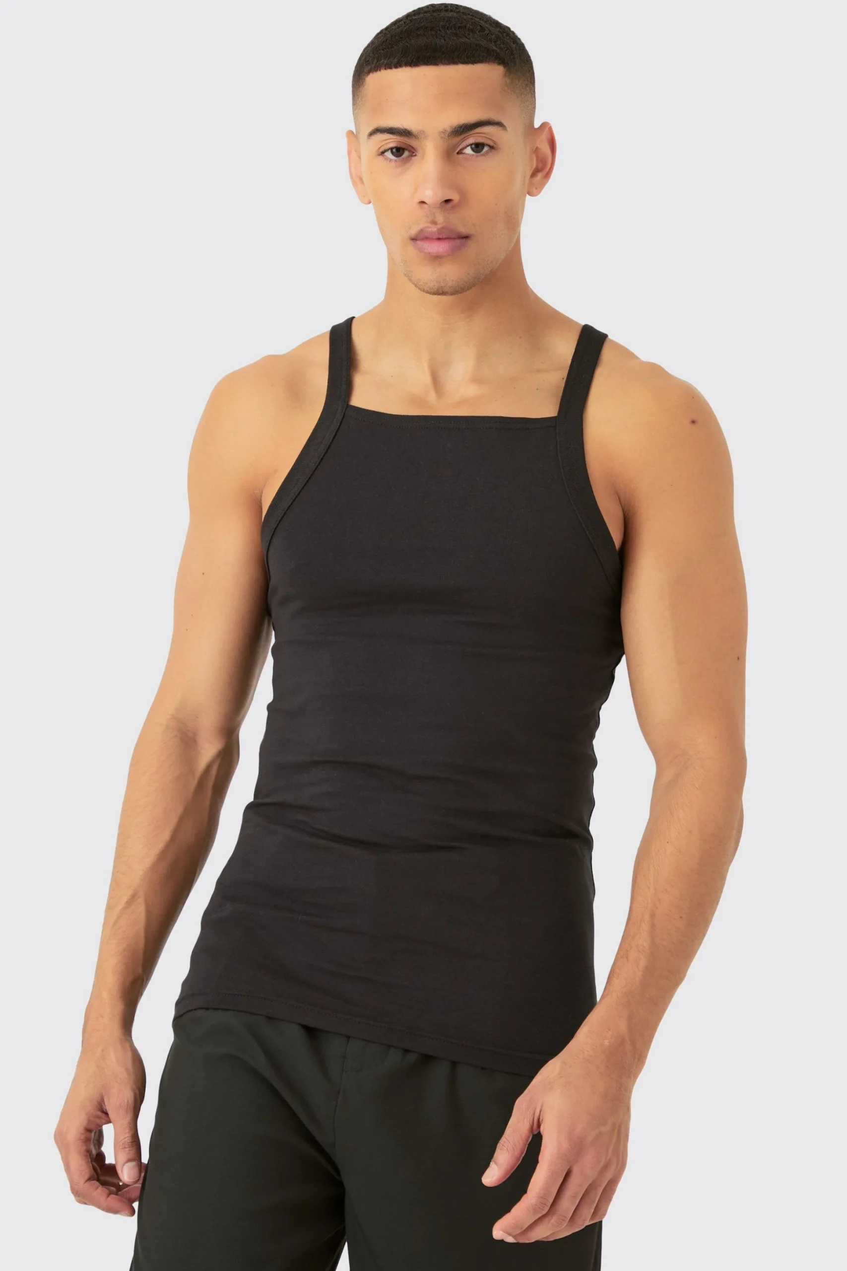 Slim Straight Neck Vest | BoohooMAN UK