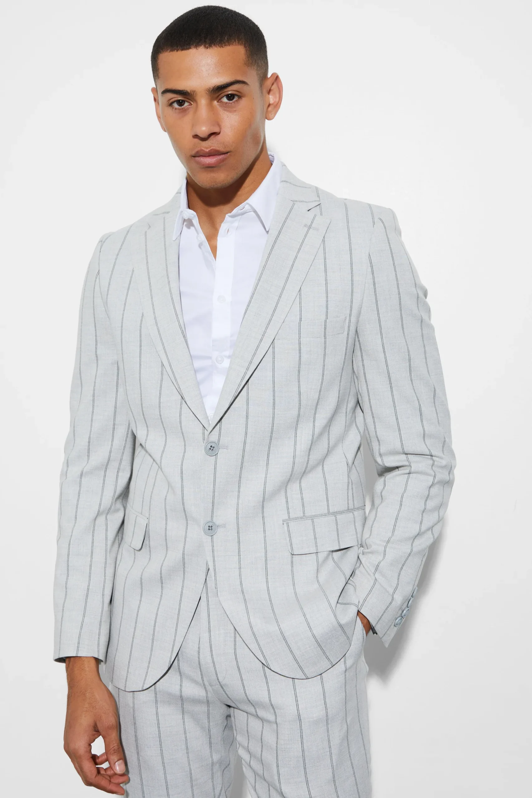 Slim Striped Suit | BoohooMAN UK