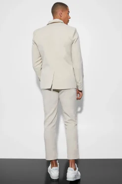 Slim Textured Suit | BoohooMAN UK