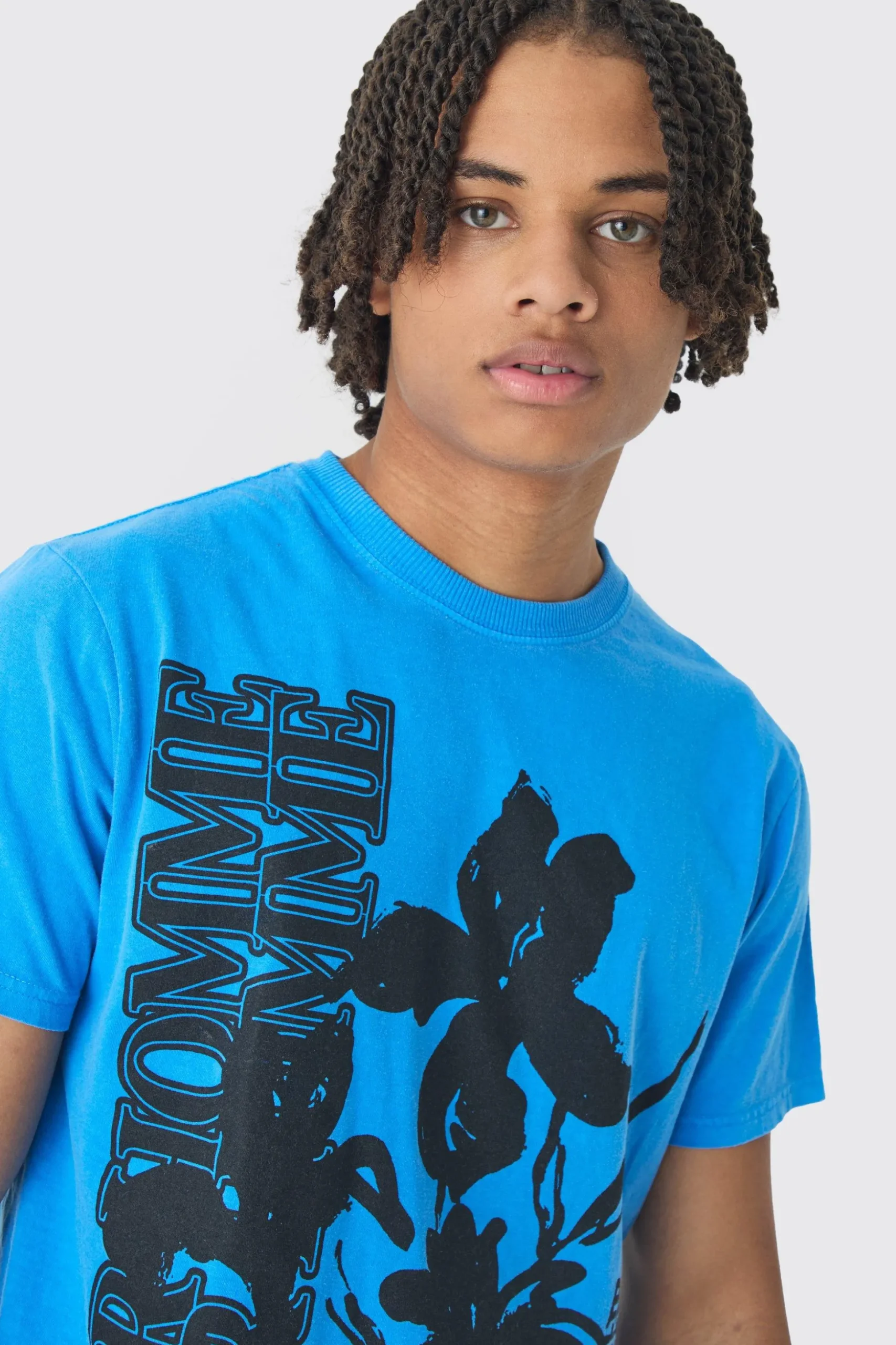 Slim Washed Floral Print T-Shirt | BoohooMAN UK
