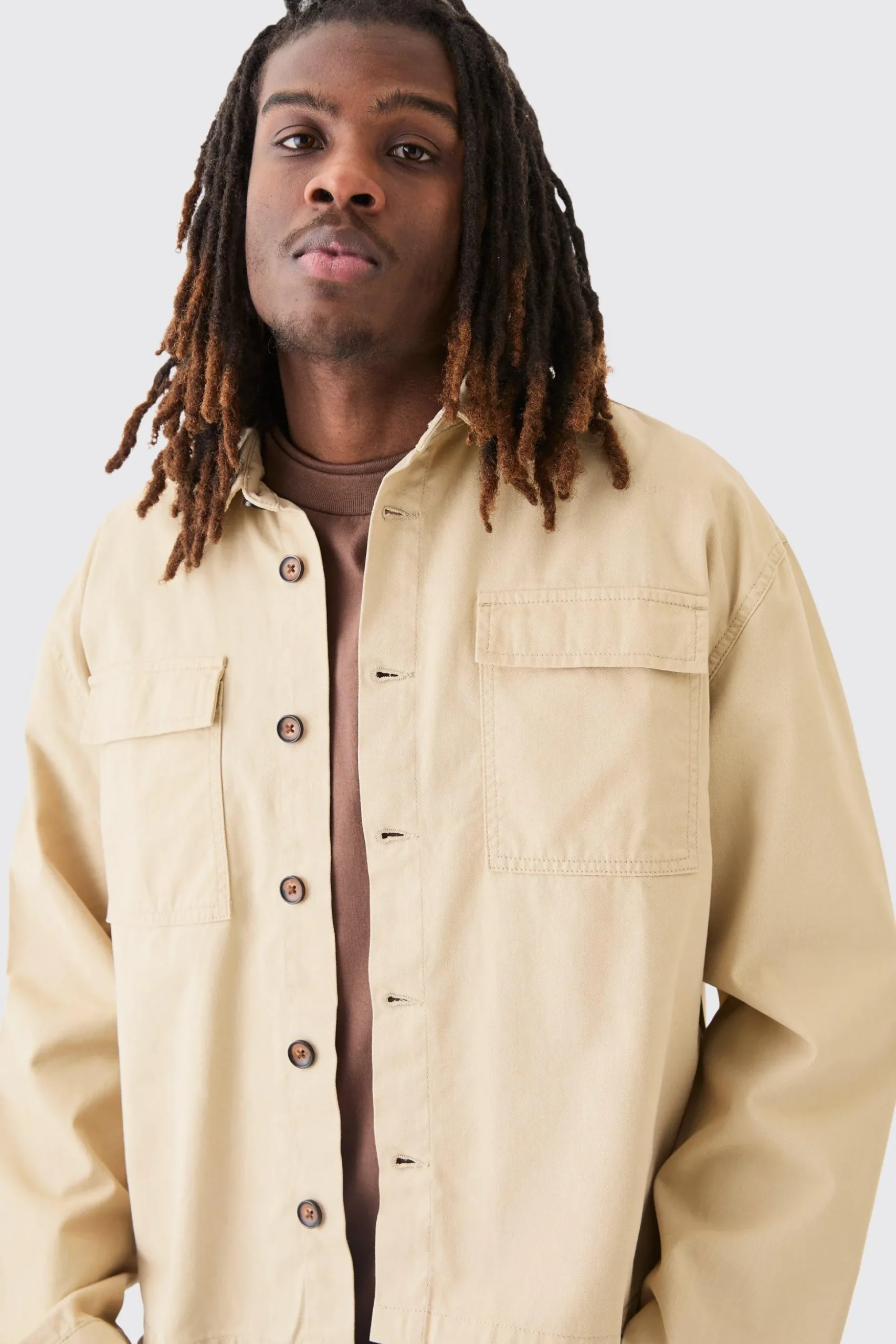 Smart Boxy Twill Pocket Shirt | BoohooMAN UK