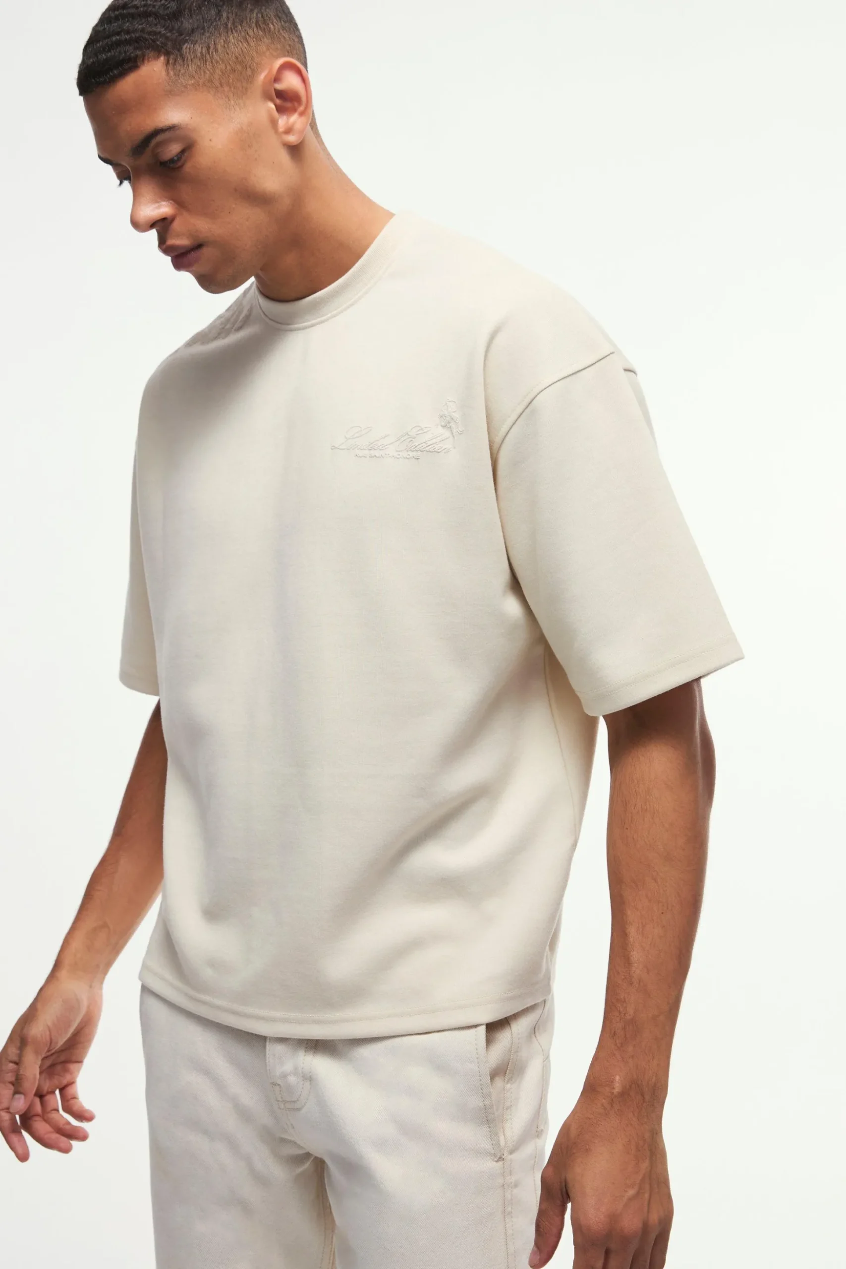 Smart Oversized Boxy Puff Print Interlock T-shirt | BoohooMAN UK